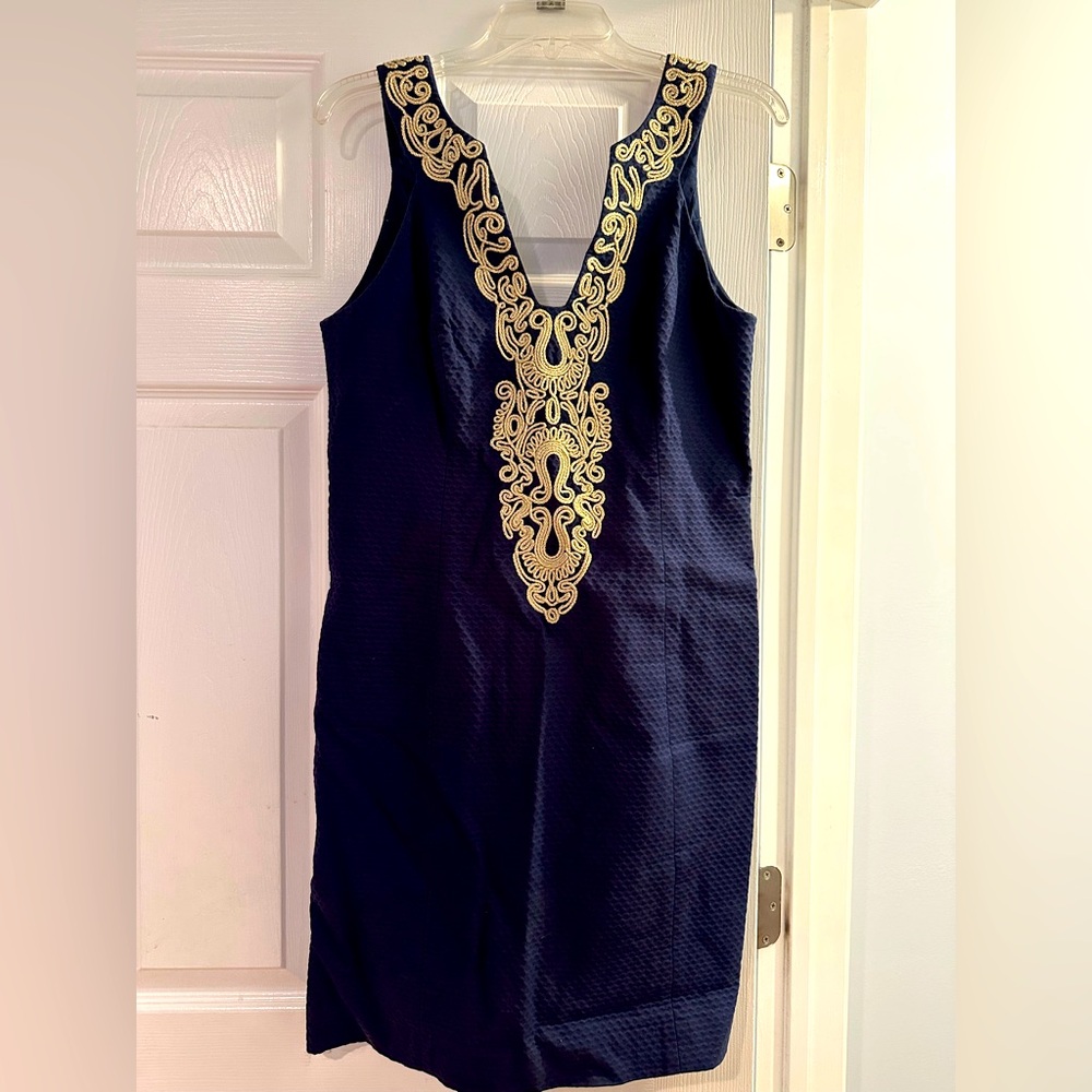 Classic Navy and Gold Lilly Pulitzer Dress in size 10